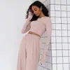 Moda Otoño e Invierno 2026 Cómodo y Usable Conjunto de Dos Piezas Pijama Rosa de Manga Larga y Pantalón Largo Ropa de Casa Transfronteriza para Mujer