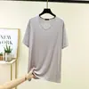 Camiseta Base Lisa de Manga Corta para Hombre, Talla Grande, Cuello en V Delgado, Holgada, Casual, de Modal, Camiseta Casual Delgada de Cuello Redondo