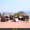 Sofá de Ratán para Exterior Nórdico Patio Terraza Jardín Exterior Balcón Combinación Mesa de Centro Ocio Impermeable Protección Solar Muebles