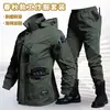 Ropa de trabajo estilo militar para primavera y otoño, corte holgado, multibolsillos, ropa protectora duradera, chaqueta para hombre talla grande, ropa de trabajo