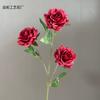 Simulação 3 cabeças rosa cappuccino arranjo de flores de casamento ornamentos decoração de casa canto rosa adereços de fotografia flores artificiais