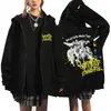 Stray Kids Dominan:Sudadera con capucha estampada Harajuku Periférico con cremallera holgada