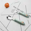 Colher e Garfo de Aço Inoxidável 304 para Bebê, Colher Infantil de Desenho Animado para Aprender a Comer, Pequena Colher de Alimentação para Recém-Nascido