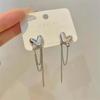 Pendientes Largos con Flecos y Corazón de Aguja de Plata S925, Diseño de Nicho de Lujo Ligero, Pendientes de Gama Alta para Mujer, Accesorios de Oreja Versátiles y Elegantes