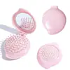 Espejo Peine Mini Portátil Todo en Uno Compacto Plegable para Niña Peine de Bolsa de Aire Peine para Cabello Liso Masajeador de Cabello Peine de Dibujos Animados con Cojín de Aire
