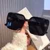 Gafas de Sol Redondas Negras con Marco Grande, Cara Grande, Anti-UV, para Mujer, Modernas, Elegantes, de Gama Alta, Cuadradas con Brillo