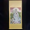 Pintura de Rollo, Caligrafía y Pintura Antigua, Pintura de Entrada, Imitación Estilo Vintage, Ya Enmarcado, Pintura Colgante Thangka Religiosa, Caligrafía y Pintura de Tigre en la Montaña