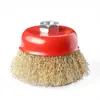 Fábrica de ferramentas abrasivas para secagem de amigos fornecimento direto escova de arame trançado banhada a cobre especial escova de polimento escova de arame escova de arame em forma de tigela roda de polimento