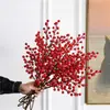 Fruta Roja Fruta de la Fortuna Flor Falsa Flor Artificial Dorada Hoja de Eucalipto Cubo de Flores de Año Nuevo Arreglo Floral Flor de Navidad