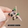 Broche de bambu de panda fofo estilo chinês, todos os tipos de diamantes incrustados, animal, bambu, corsage, casaco, acessórios de alfinete antirreflexo