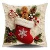 Navidad Transfronteriza Pingüino con Textura 3D Escena de Nieve Cabaña Oso Calcetín Navideño Funda de Almohada con Impresión Digital Personalizable con Tu Propio Diseño