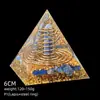 Transfronterizo 6cm Cristal Natural Letra Dorada Adorno Decorativo de Escritorio para el Hogar Pirámide de Resina para Chakra Yoga Meditación