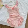Ins Puro Desejo Dopamina Praia High-End Doce Roupa de Banho Feminina Peça Única Com Aro Push-Up Modeladora Roupa de Banho para Fonte Termal