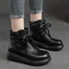 Comércio Exterior Transfronteiriço Outono/Inverno Novo Botas de Algodão Estilo Retro Solado Grosso Fashionável Solado Macio Botas Martin Versátil Confortável Botas Curtas com Pelúcia