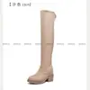2023 Novas Botas Elásticas Acima do Joelho para Mulheres, Botas de Salto Grosso para Outono e Inverno, Botas Longas Slim, Bico Redondo Pontudo, Saltos Altos Versáteis