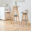 Mesa de Bar Doméstica Mesa Redonda Pequena Cadeira Simples para Varanda Café Banqueta Alta Combinação Pernas de Madeira Maciça Nórdico Loja de Chá com Leite