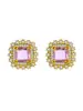 [Conjunto] Moda Elegante Luxo Leve Zircônia Completa Indústria Pesada Diamante Quadrado Cobre Galvanizado a Ouro Real Brincos Colar Conjunto Micro-incrustados