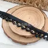 Cinta de Cristal de un Solo Lado en Stock con Adorno de Encaje Hecho a Mano con Perlas, Accesorios DIY de Media Luna con Perlas para Qipao y Hanfu