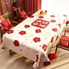 Toalha de Mesa Atmosférica, Impermeável, à Prova de Óleo, Não Lavável, Luxo Leve, Alta Qualidade, Vermelho Festivo, Ano Novo, Casamento, Mesa de Centro, Mesa de Jantar