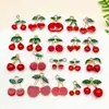 Mezcla 20 Colgantes de Fruta Cereza con Goteo de Aceite Estéreo de Aleación de Zinc para Pulsera, Collar, Pendientes DIY, Accesorios de Joyería