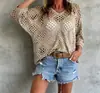 Suéter Cardigan de Punto para Mujer con Cuello en V, Patrón de Diamantes Hueco y Mangas de Murciélago, Novedad Primavera/Verano Europeo y Americano de Amazon