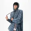 Camisa com Capuz Xadrez Americano Proteção Solar para Homens e Mulheres Verão 2025 Estilo Preguiçoso Camisa de Proteção Solar Jaqueta de Manga Longa para Casal