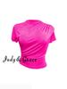 Judy Camiseta Interior Negra Ajustada de Manga Corta con Cuello Medio Alto para Mujer, Diseño Irregular de Verano, Camiseta Ajustada de Manga Corta