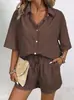 Traje Casual de Moda 2026 Amazon Moda Europea y Americana Elegante Camisa de Manga Corta para Mujer Conjunto Holgado de Dos Piezas Venta al por Mayor
