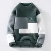 Suéter Base Clásico Simple Versátil para Hombre de Invierno Tendencia Estilo Hong Kong Suéter de Lana con Cuello Redondo y Letras