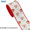 Cinta de lino sintético a rayas rojas y verdes navideñas de 63 mm con borde de alambre para coronas hechas a mano, lazos y decoraciones de regalos