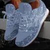 Sapatos Femininos de Outono Tamanho Grande Respiráveis 2025 Novos Sapatos com Strass Tênis Esportivos Casuais Femininos Salto Plataforma Feminino Lantejoulas de Exportação