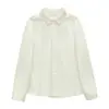 Camisa básica de manga larga para mujer, 100% algodón cepillado, diseño clásico con cuello, disponible en varios colores, una capa interior simple y versátil para el uso diario.