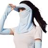 Máscara de proteção solar feminina proteção UV rosto inteiro Ice Silk respirável condução fina chapéu tridimensional proteção solar máscara de canto para os olhos