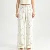 Novas calças de pijama térmicas femininas de outono, tecido escovado dupla face, adequadas para usar ao ar livre, estampa de desenho animado, calças de casa, calças compridas casuais