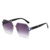 Gafas de sol retro de moda para mujer con montura grande, estilo coreano, ins, adelgazantes para cara grande, verano, marrones, rebanadas, sin montura