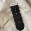 26 Calcetines Nuevos de Principios de Otoño para Mujer con Estampado Floral y Borde de Encaje Pequeño, Calcetines de Media Pantorrilla para Mujer, Calcetines de Algodón de Color Sólido Estilo Japonés Caídos de Media Pantorrilla para Mujer