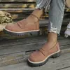 Zapatos Planos Nuevos Primavera y Otoño 2025, Talla Grande Casual de Gamuza Estilo Británico para Mujer, Tacón Grueso, Suela Gruesa, Modelo de Exportación Vintage