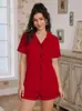 Conjunto de pijama para mujer europeo y americano de sitio independiente de Amazon, ropa para el hogar, cárdigan con cuello, shorts de manga corta, pijama de verano para mujer