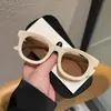 Gafas de Sol de Gama Alta para Mujer, Ins Gafas de Marco Pequeño Marrón, Forma Cóncava de Celebridad de Internet, Protector Solar y Artefacto de Maquillaje Nuevo Estilo 2025-