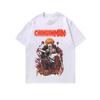 Camiseta Americana Pesada Lavada Oscura Anime Japonés Marca de Moda Estampada Retro High Street Oversize Suelta