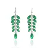 Set Transfronterizo Moda Europea y Americana Joyería de Circonita Pendientes Collar Estilo Ins Espiga Oreja de Trigo Borla Verde Cadena Elegante para Clavícula