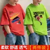 Camisetas de verão infantis de algodão puro para meninos, gola redonda, roupas infantis, camisetas de manga curta para meninos, novos estilos de verão, camisetas de verão infantis da moda
