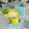 Taza de Café y Platillo de Porcelana Fina estilo Europeo Popular en Internet Color Sólido Simple Exquisita Taza para Té de la Tarde Juego de Té Creativo para el Hogar Regalo de Vacaciones