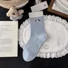 Calcetines con Lazo para Mujer, Estilo Primavera y Verano, Calcetines Holgados de Algodón Transpirables, Calcetines Lindos de Cachorro de Dibujos Animados Japoneses, Adecuados para Todas las Estaciones