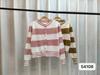 Estilo Transfronterizo Otoño e Invierno Retro Contraste Suéter a Rayas Cárdigan Chaqueta Diseño para Mujer Slim Manga Larga Top de Punto