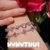 Collar de Joyería con Dulce de Diamante de Colores, Cristal, Gema Dopamina, Accesorio de Banquete de Alta Gama, Conjunto de Pulsera de Diamante Rosa Blush Floral
