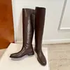 Botas de Cuero de Vacuno para Otoño 2026, que Realzan las Piernas, Punta Redonda, Tacón Bajo, Altas hasta la Rodilla, Caña Ancha, Adelgazantes, Apiladas, Botas de Jinete, Botas Largas Negras para Mujer