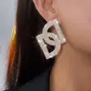 Pendientes de Plata con Letra D de Diamante Transfronterizos Europeos y Americanos Pendientes de Botón Simples de Moda Versátiles para el Trabajo Pendientes Ligeros de Lujo de Gama Alta