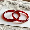 Pulseras de Ágata Roja Translúcida Hielo al por Mayor, Barras Planas Delgadas, Pulseras de Jade con Barras Redondas Delgadas de Ágata Roja China, Joyería para Suministro de Transmisiones en Vivo
