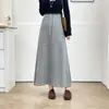 Especial200 jin irmã gorda outono novo estilo versão coreana moda temperamento cobrindo carne listrado saia longa feminina 1122